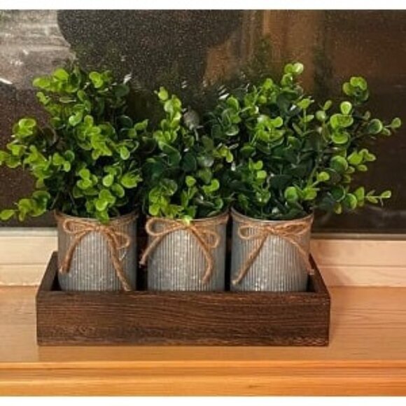 Other - New Centerpiece Table Decorations Coffee Table Decor Wood Tray 3 Galvanized